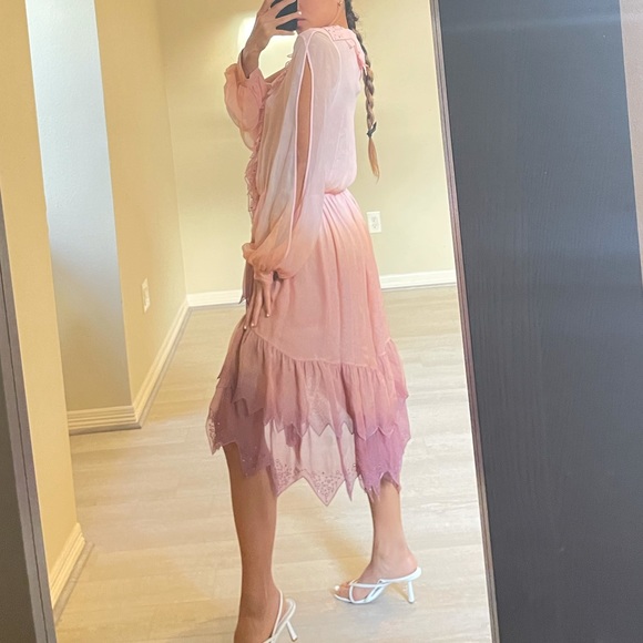 ‼️SALE‼️ Blumarine Pink Ombre Mauve Long Sleeve Fairy Dress - Picture 6 of 8